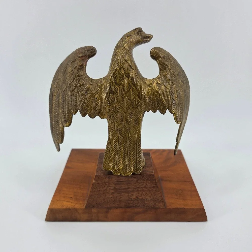 Vintage Solid Brass Eagle Figure Spread Wings 9